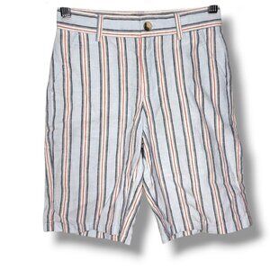 NWT Janie And Jack Linen Cotton Shorts 6 Boys Stripe Blue Adjustable Waist